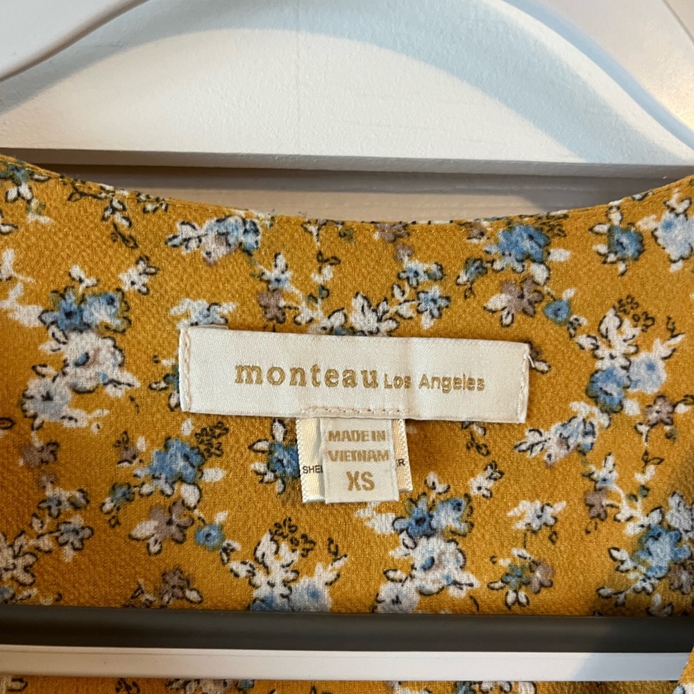 Monteau Mustard Floral Midi Dress - Picture 2 of 6